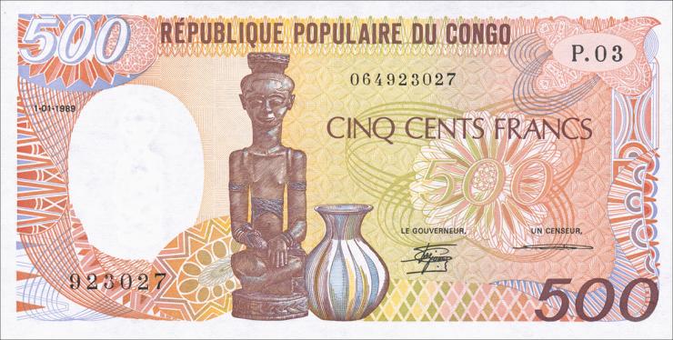 VR Kongo / Congo Republic P.08a 500 Francs 1989 (1) 