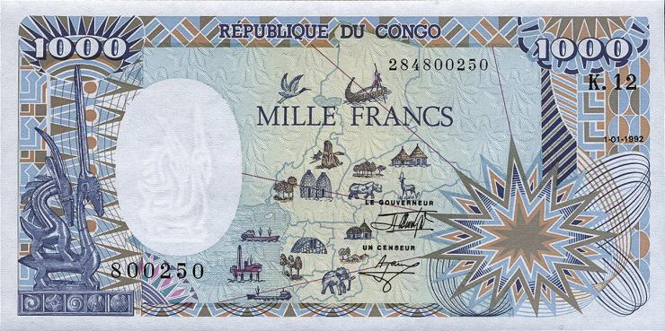 VR Kongo / Congo Republic P.11 1000 Francs 1992 (1) 