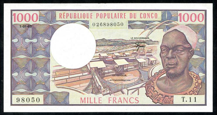 VR Kongo / Congo Republic P.03e 1000 Francs 1983 (2) 