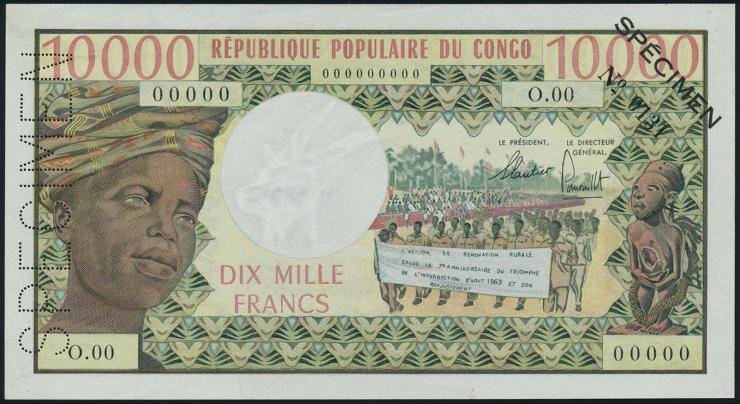VR Kongo / Congo Republic P.01s 10000 Francs (1971) Specimen (1/1-) 
