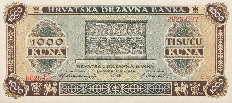 Kroatien / Croatia P.12 1000 Kuna 1943 (1) 