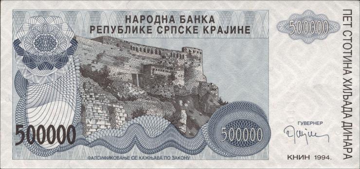 Kroatien Serb. Krajina / Croatia P.R32 500.000 Dinara 1994 (1) 