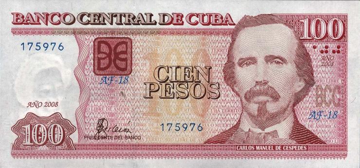 Kuba / Cuba P.129b 100 Pesos 2008 (1) 