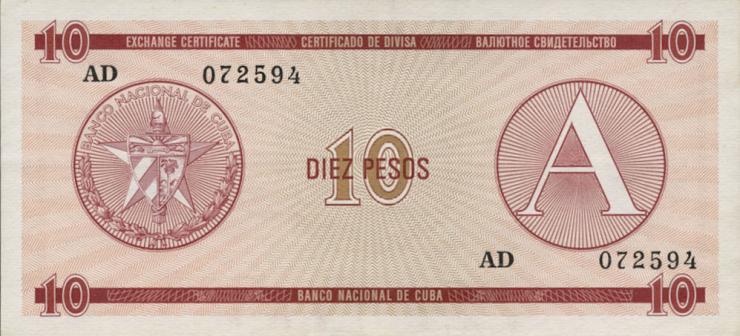 Kuba / Cuba P.FX04 10 Pesos (1985) Exchange Certificate Serie A (1) 
