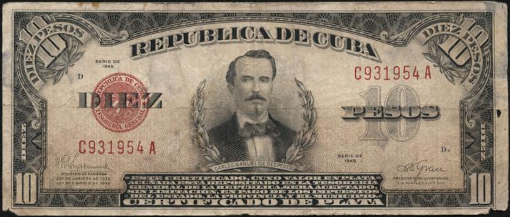 Kuba / Cuba P.071 10 Pesos 1934-48 (4) 