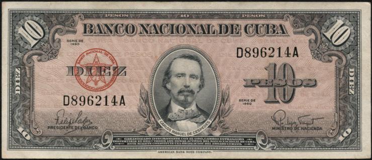 Kuba / Cuba P.079b 10 Pesos 1960 (3) 