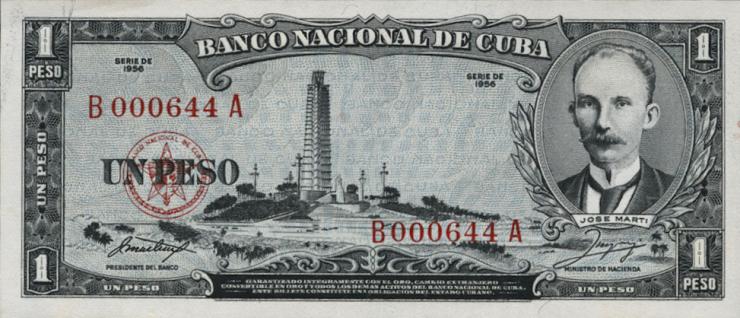 Kuba / Cuba P.087a 1 Peso 1956 (1) 