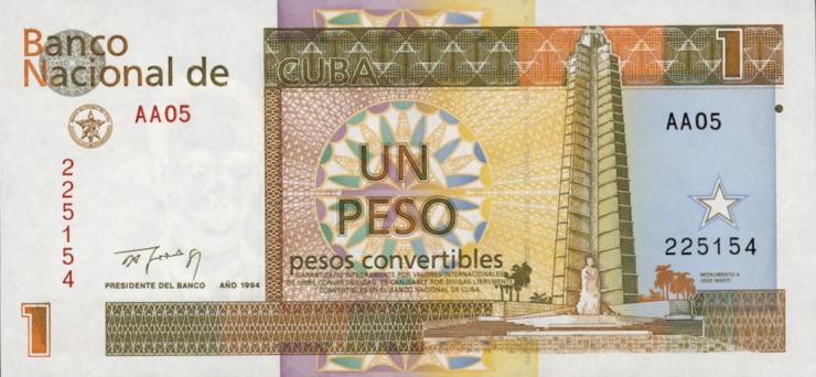 Kuba / Cuba P.FX37 1 Peso 1994 konvertierbare Note (1) 