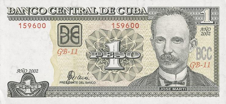 Kuba / Cuba P.121b 1 Peso 2002 (1) 
