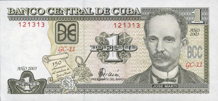 Kuba / Cuba P.125 1 Peso 2003 (1) Gedenkbanknote 