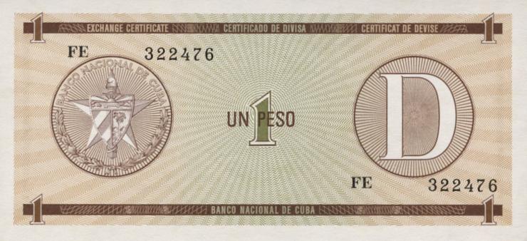 Kuba / Cuba P.FX32 1 Peso o.J. Exchange Certificate Serie D (1) 
