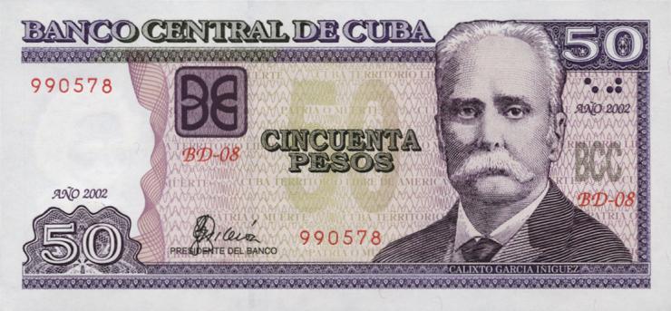 Kuba / Cuba P.123a 50 Pesos 2002 (1) 
