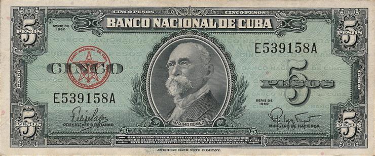 Kuba / Cuba P.092 5 Pesos 1960 (3+) 