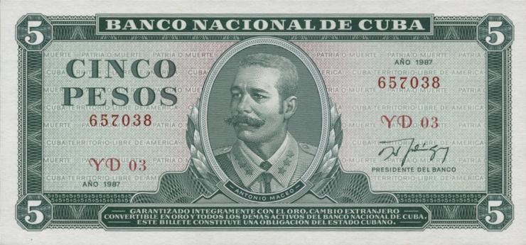 Kuba / Cuba P.103c 5 Pesos 1987 (1) 