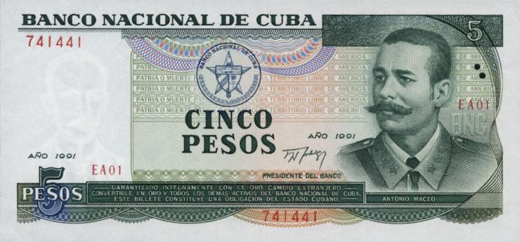Kuba / Cuba P.108a 5 Pesos 1991 (1) 