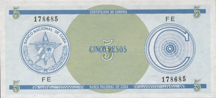 Kuba / Cuba P.FX13 5 Pesos (1985) Exchange Certificate Serie C (1) 