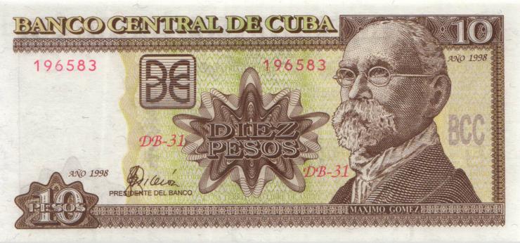 Kuba / Cuba P.117b 10 Pesos 1998 (1) 
