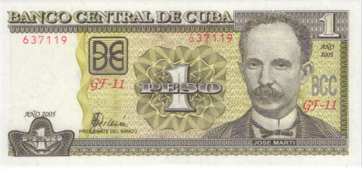 Kuba / Cuba P.121e 1 Peso 2005 (1) 