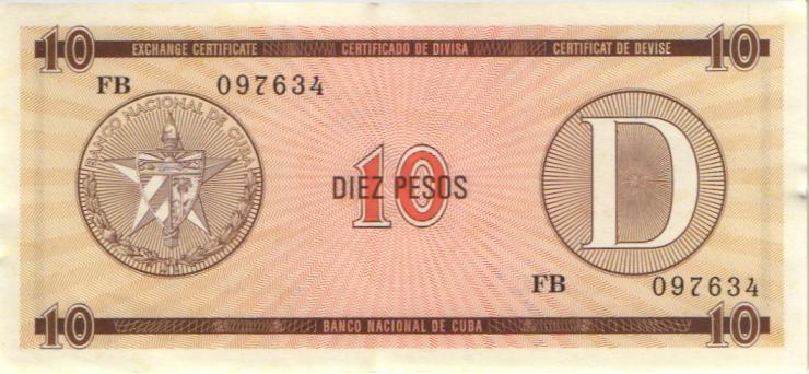 Kuba / Cuba P.FX35 10 Pesos Exchange Certificate (2+) 