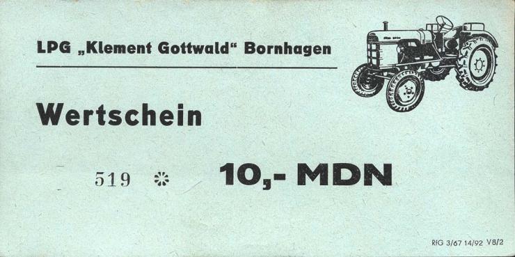 L.014a.1/4 LPG Bornhagen "Klement Gottwald" 10 - 100 MDN (1) 