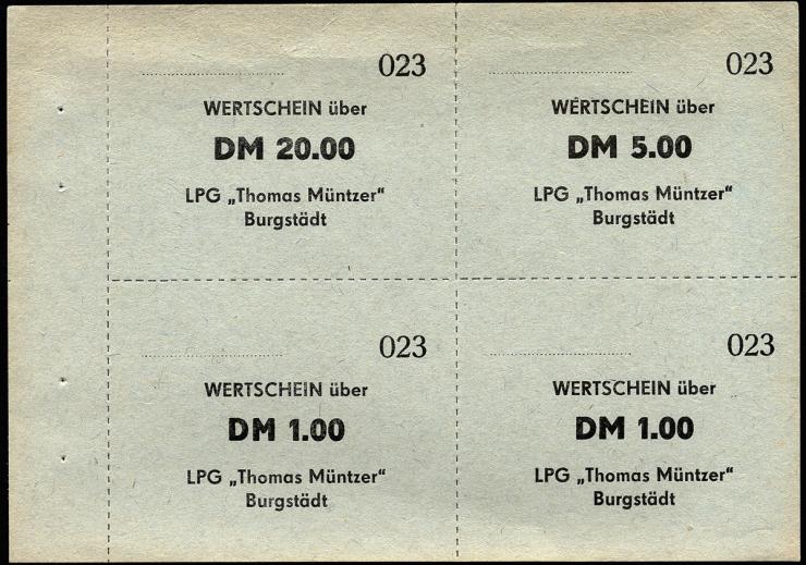 L.016 LPG Burgstädt "Thomas Müntzer" Viererblock 1,1,5,20 DM (1) 