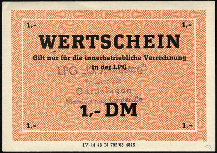 L.033.39 LPG Gardelegen "10. Jahrestag" 1 DM (1) 
