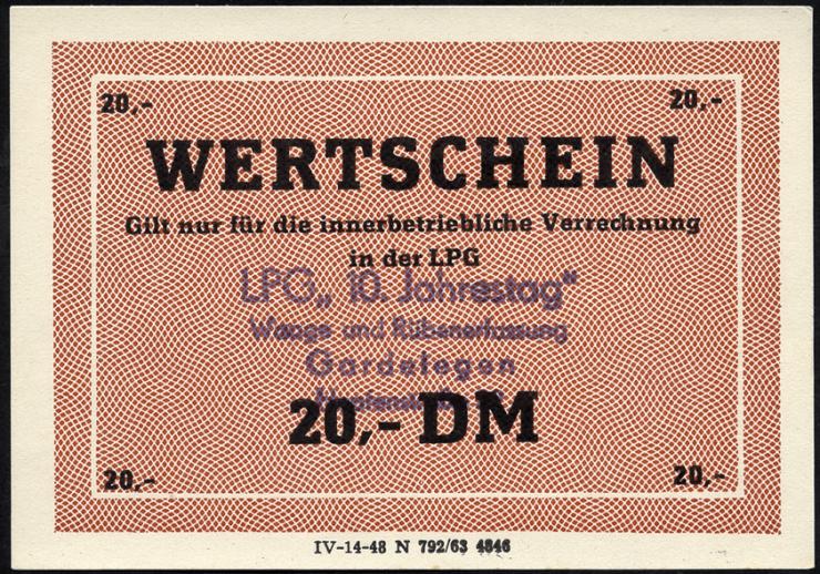 L.033.52 LPG Gardelegen "10. Jahrestag" 20 DM (1) 