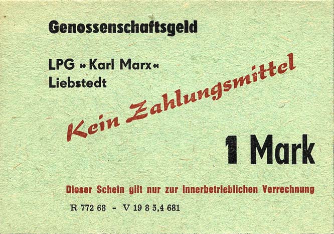 L.077.02 LPG Liebstedt "Karl Marx" 1 Mark (1) 