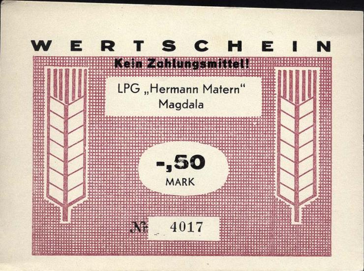 L.082.02 LPG Magdala "Hermann Matern" 0,50 Mark (1) 