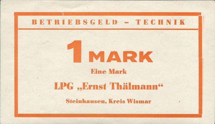 L.132c.1 LPG Steinhausen "Ernst Thälmann" 1 Mark (1) 