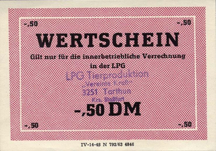 L.136.10 LPG Tarthun "Vereinte Kraft" 0,50 DM (1) 
