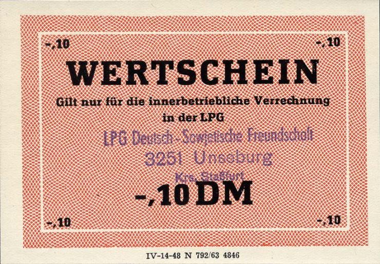 L.142.1 LPG Unseburg "Deutsch-Sowjetische Freundschaft" 0,10 DM (1) 