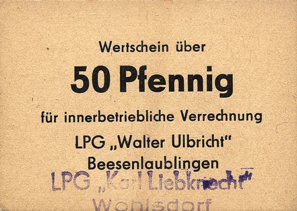 L.153a.01 LPG Wohlsdorf "Karl Liebknecht" 50 Pfennig (1) 