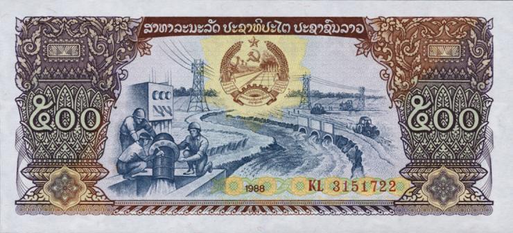 Laos P.31a 500 Kip 1988 (1) 