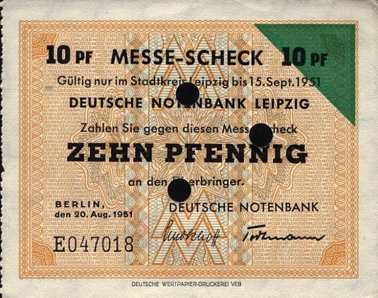 Leipziger Messe Scheck 10 Pfennig 1951 (1) 