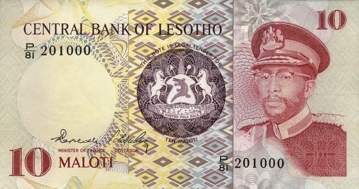 Lesotho P.06b 10 Maloti 1981 (1) 