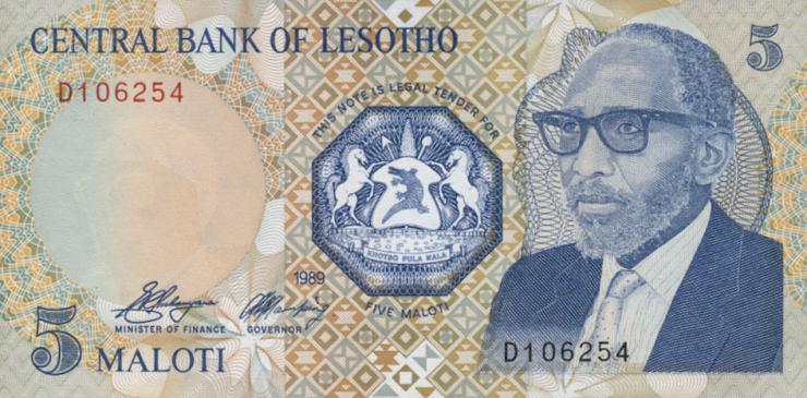 Lesotho P.10 5 Maloti 1989 (1) 
