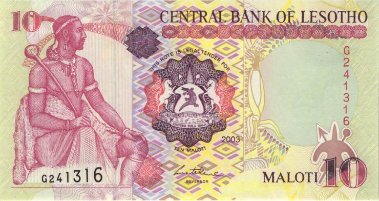 Lesotho P.15b 10 Maloti 2003 (1) 