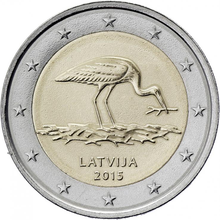 Lettland 2 Euro 2015 Schwarzstorch 