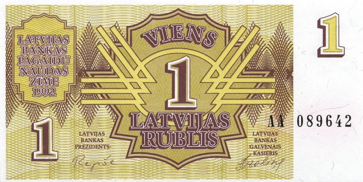 Lettland / Latvia P.35 1 Rubel 1992  AA (1) 