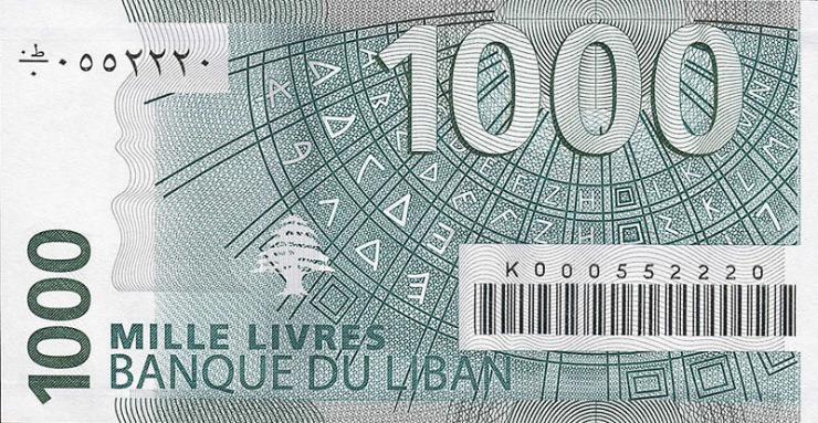Libanon / Lebanon P.084a 1000 Livres 2004 (2006) (1) 