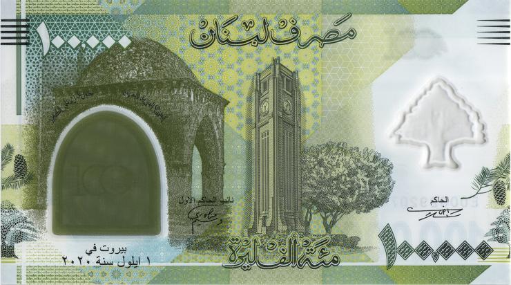 Libanon / Lebanon P.99 100.000 Livres 2020 Polymer Gedenkbanknote (1) 