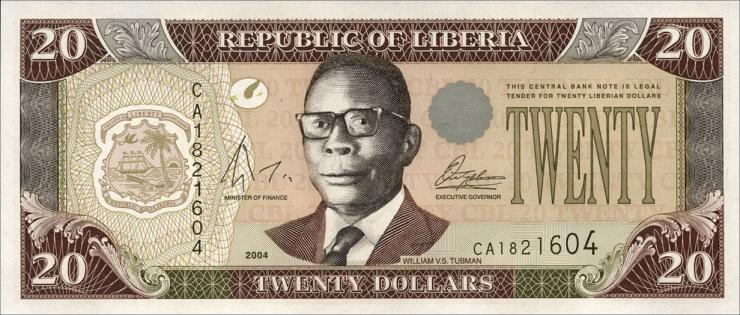Liberia P.28b 20 Dollars 2004 (1) 