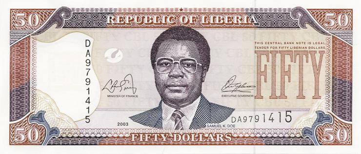 Liberia P.29a 50 Dollars 2003 (1) 
