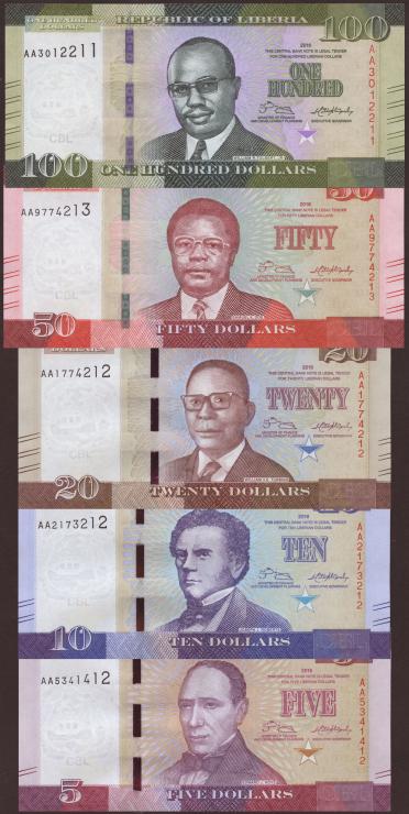 Liberia P.31/35  5 - 100 Dollars 2016 (1) 