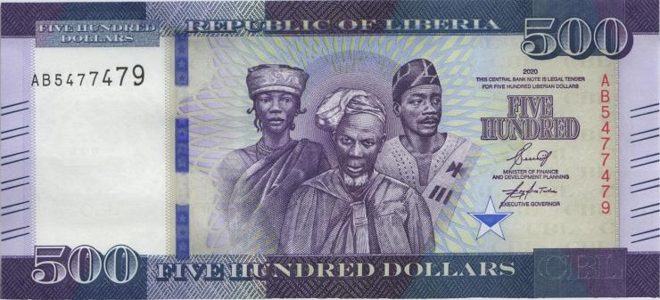 Liberia P.36c 500 Dollars 2020 (1) 