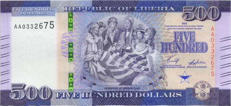 Liberia P.42 500 Dollars 2022 (1) 