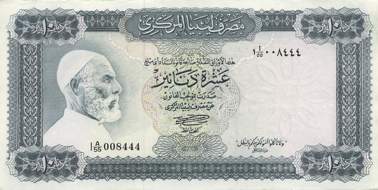 Libyen / Libya P.37b 10 Dinars (1972) Omar el-Mukhtar (1) 