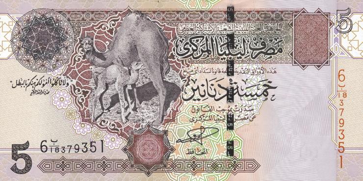 Libyen / Libya P.69a 5 Dinars (2004) (1) 