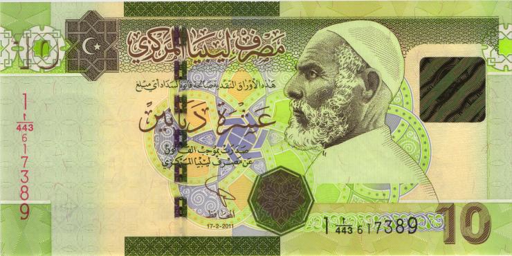 Libyen / Libya P.78Ab 10 Dinar 17.2.2011 (1) 